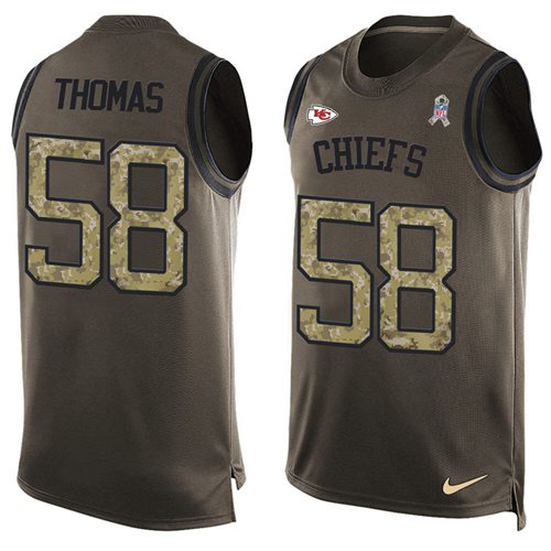 Nike Chiefs #58 Derrick Thomas Green Men's Stitched NFL Limited Salute To Service Tank Top Jersey - Click Image to Close